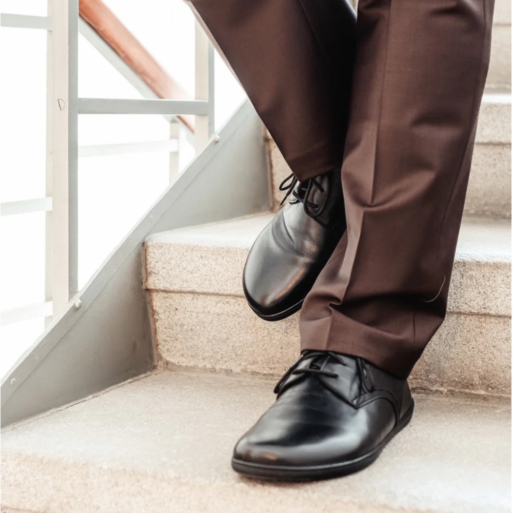 Zaqq Men’s Black Leather Peaq Oxfords Zero Drop Barefoot German Made Size EU 42